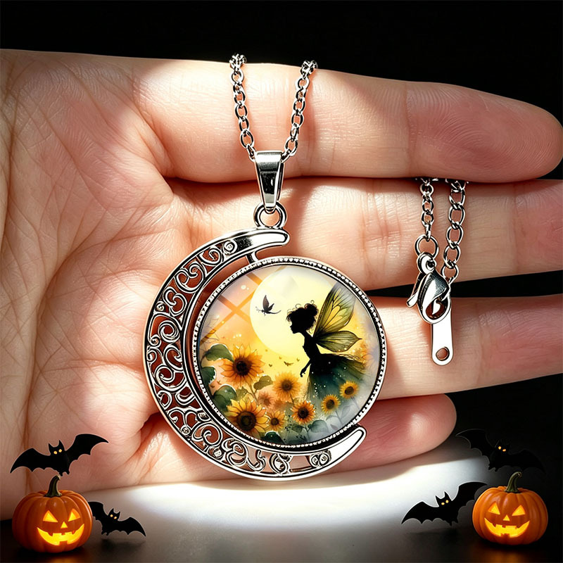 3pc Magical Sunset Fairy Sunflowers Necklace & Earrings Set